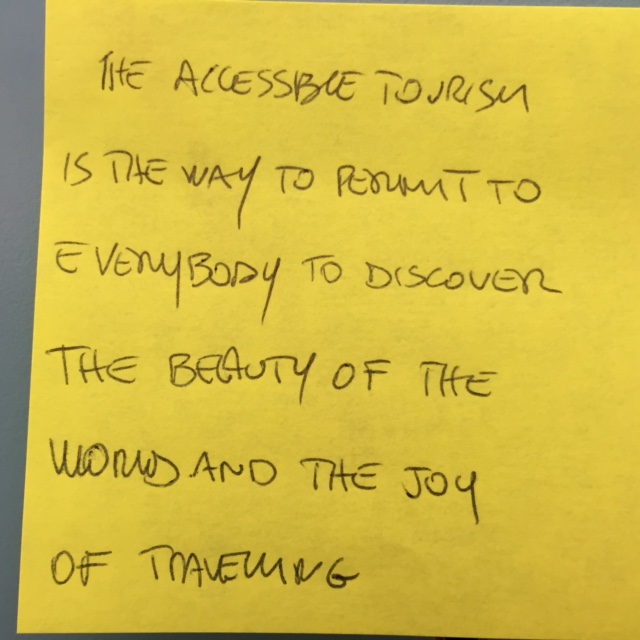 Accessible Tourism "sticky" note 