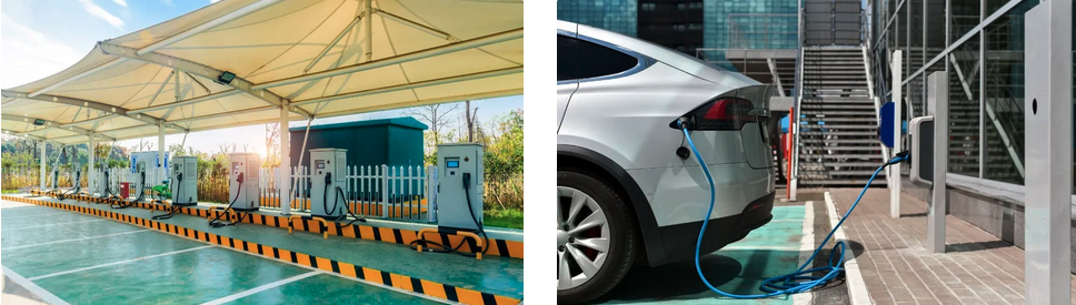 accessibility barriers at electric vehicle charging points and the more accessible Tesla charging point 